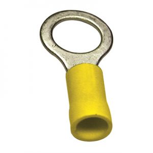 VINYL INSULATED RING TONGUE TERMINAL - YELLOW 12/10 AWG - 5/16" STUD