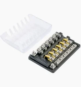 BLUE SEA ST GLASS FUSE BLOCK 6 CIRCUITS with NEGATIVE BUS