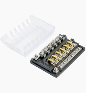 BLUE SEA ST GLASS FUSE BLOCK 6 CIRCUITS with NEGATIVE BUS