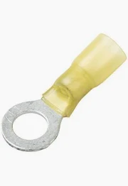 HEAT SHRINK RING TERMINAL -YELLOW - 12-10 AWG - 5/16 STUD