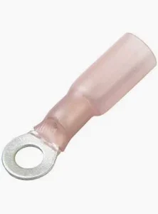HEAT SHRINK RING TERMINAL -RED- 22-18 AWG - #8 STUD