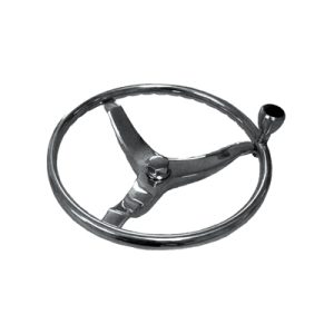 MARAC 15-1/2" STAINLESS STEEL STEERING WHEEL W/ CONTROL KNOB - W/O CAP NUT