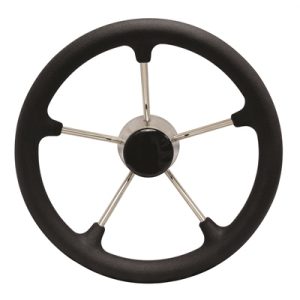 MARAC 13-1/2" STAINLESS STEEL DESTROYER STEERING WHEEL WITH BLACK FOAM GRIP