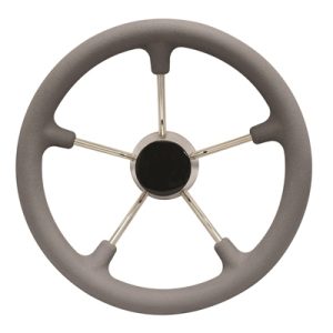 MARAC 15-1/2" STAINLESS STEEL DESTROYER STEERING WHEEL WITH GREY FOAM GRIP