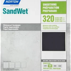 NORTON SANDWET 11" X 9" 320 GRIT ALUMINUM OXIDE WATERPROOF SANDPAPER