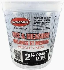 DYNAMIC 2.5 QUART MIX & MEASURE DISPOSABLE PAINT PAIL PLUS RATIOS