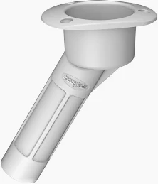 MATE SERIES PLASTIC 30* ROD & CUP HOLDER - OPEN-OVAL TOP-WHITE