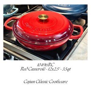 CAJUN CLASSIC 3.5QT CASSEROLE RED ENAMEL