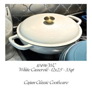 CAJUN CLASSIC 3.5QT CASSEROLE WHITE ENAMEL