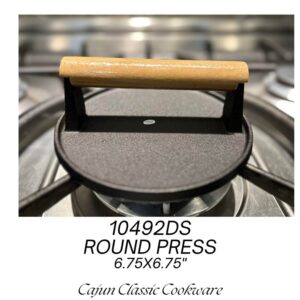 CAJUN CLASSIC PLAIN ROUND GRILL CAST IRON PRESS