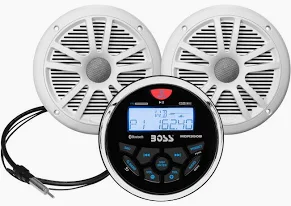 BOSS AUDIO MARINE GAUGE RADIO W/ 6" SPEAKERS / WHITE